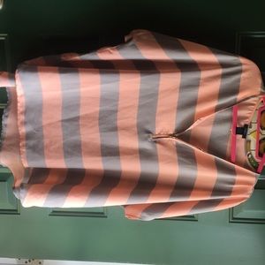 3X Lightweight Pink/Grey Blouse